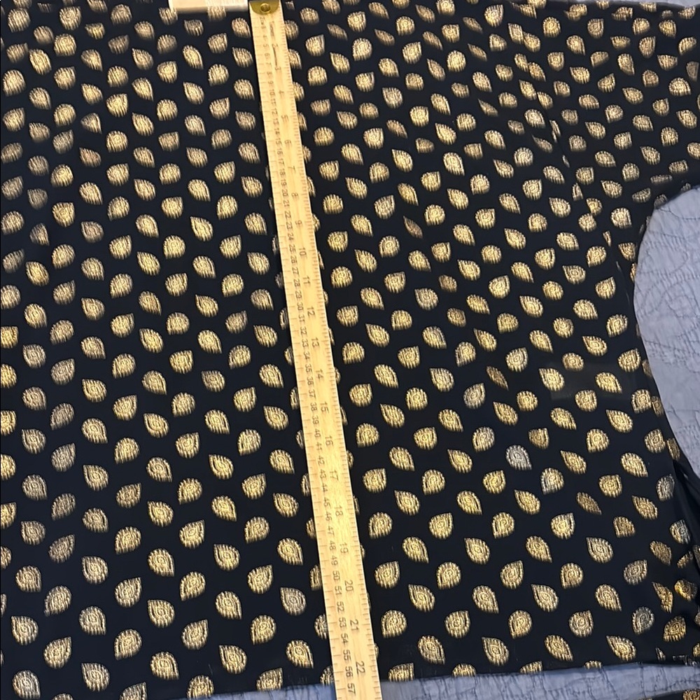 Michael Kors Blue and Gold Patterned Blouse-Tie front - Picture 4 of 5